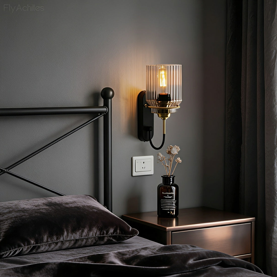 Modern Striped Glass Dome LED Wall Sconces Lamp