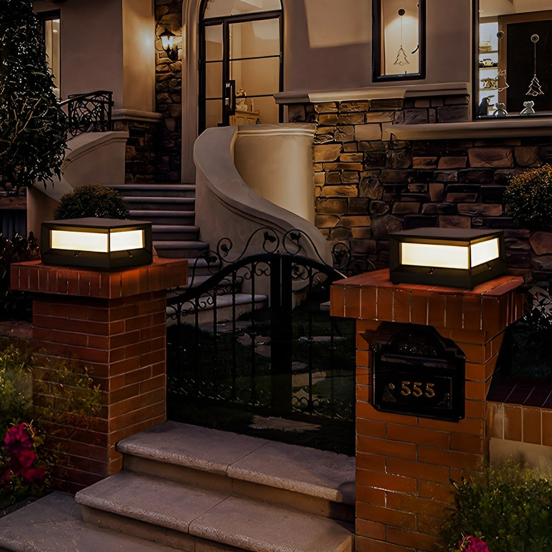 Square Waterproof Black Modern Waterproof  Post Cap Lamp Light