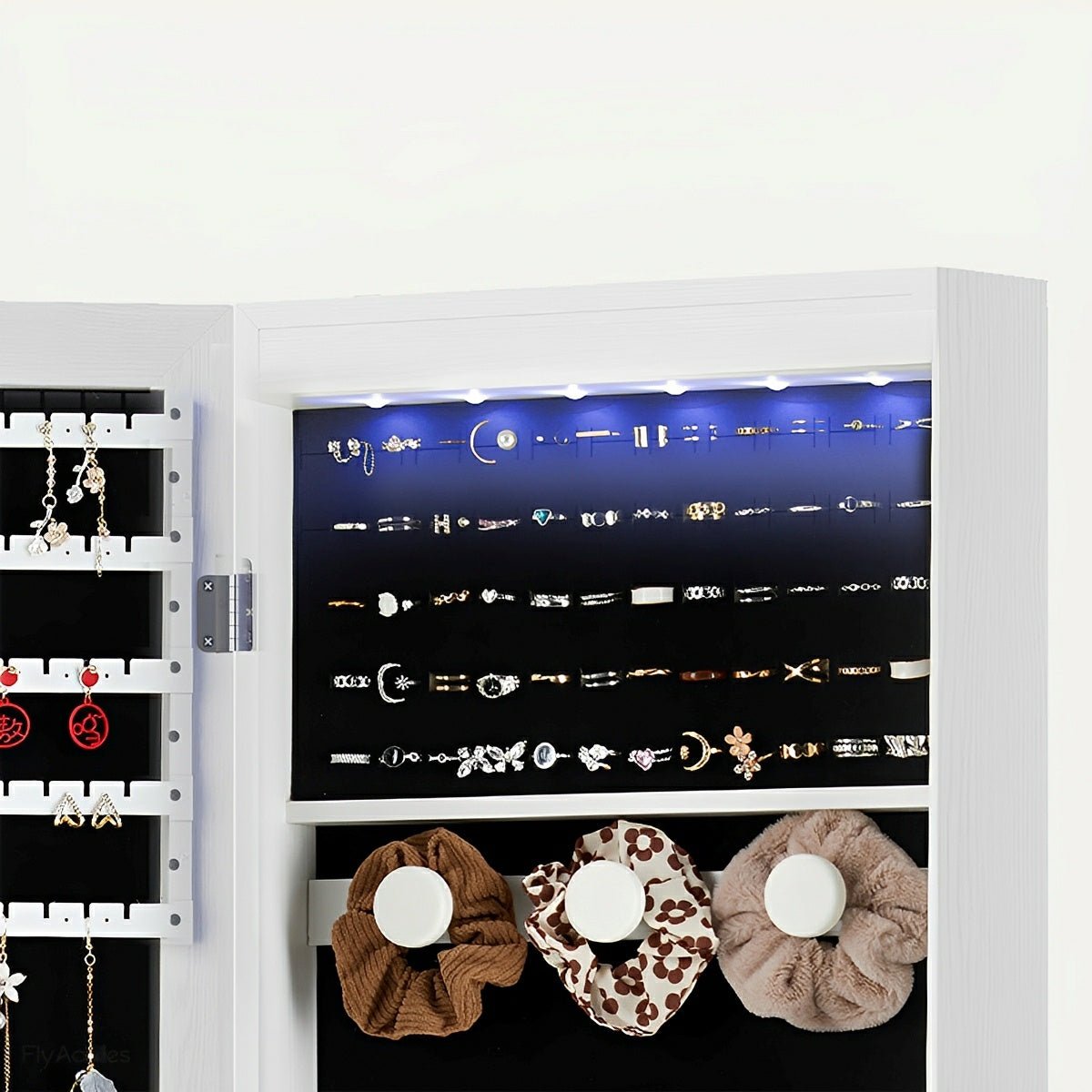47.2" Wall Jewelry Armoire with Full Mirror &amp; Lockable - Flyachilles