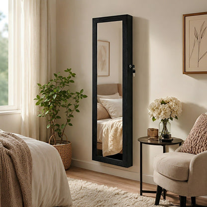 47.2" Wall Jewelry Armoire with Full Mirror &amp; Lockable - Flyachilles