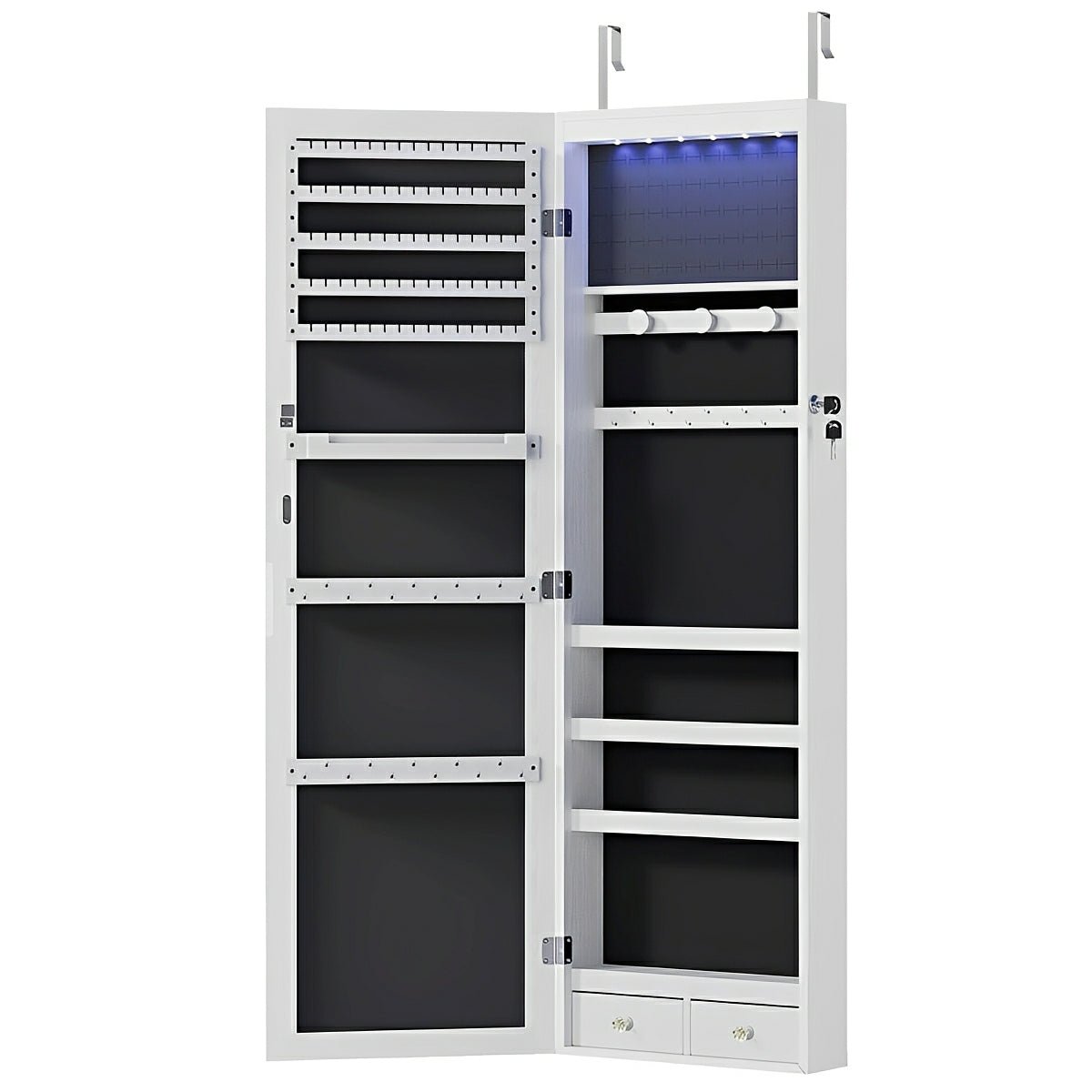 47.2" Wall Jewelry Armoire with Full Mirror &amp; Lockable - Flyachilles