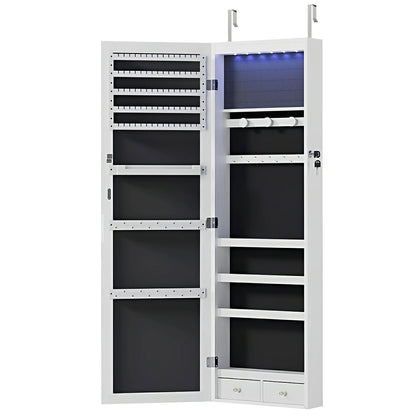 47.2" Wall Jewelry Armoire with Full Mirror &amp; Lockable - Flyachilles