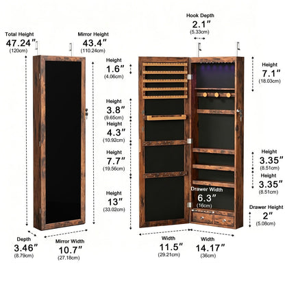 47.2" Wall Jewelry Armoire with Full Mirror &amp; Lockable - Flyachilles