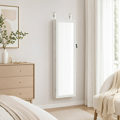 47.2" Wall Jewelry Armoire with Full Mirror &amp; Lockable - Flyachilles