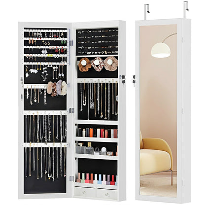 47.2" Wall Jewelry Armoire with Full Mirror &amp; Lockable - Flyachilles