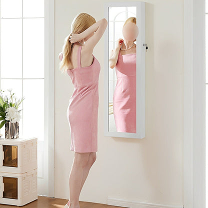 47.2" Wall Jewelry Armoire with Full Mirror &amp; Lockable - Flyachilles