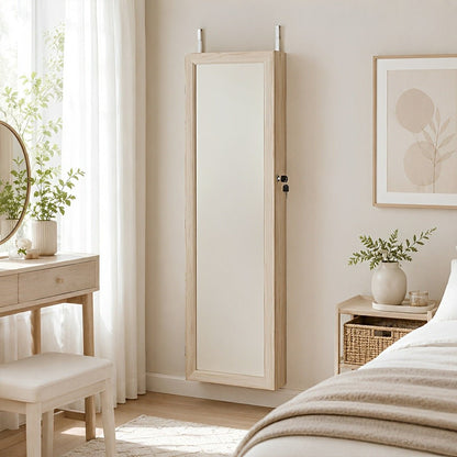 47.2" Wall Jewelry Armoire with Full Mirror &amp; Lockable - Flyachilles