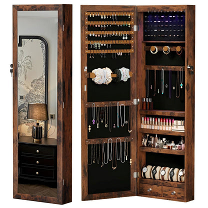 47.2" Wall Jewelry Armoire with Full Mirror &amp; Lockable - Flyachilles