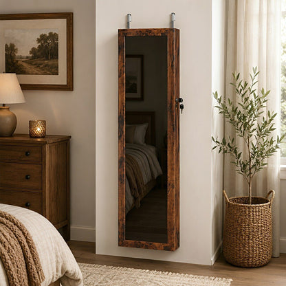 47.2" Wall Jewelry Armoire with Full Mirror &amp; Lockable - Flyachilles