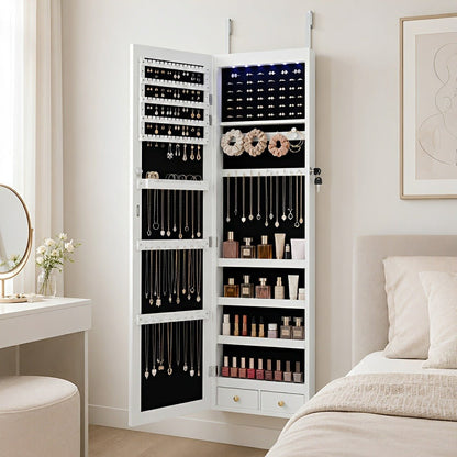 47.2" Wall Jewelry Armoire with Full Mirror &amp; Lockable - Flyachilles