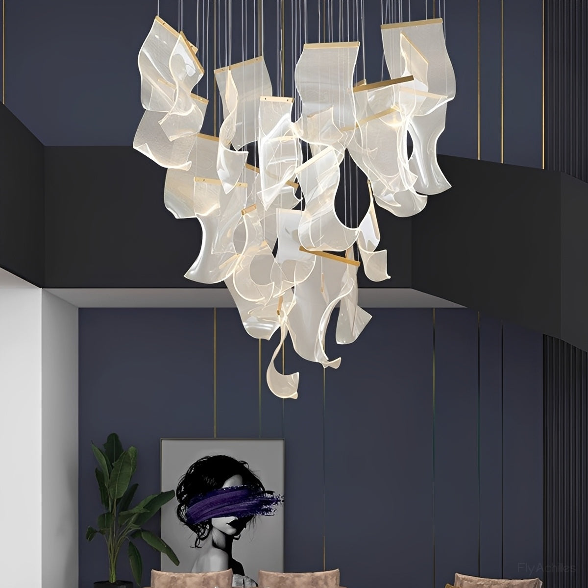 Modern Luxury Sculptural Ribbon LED Chandelier