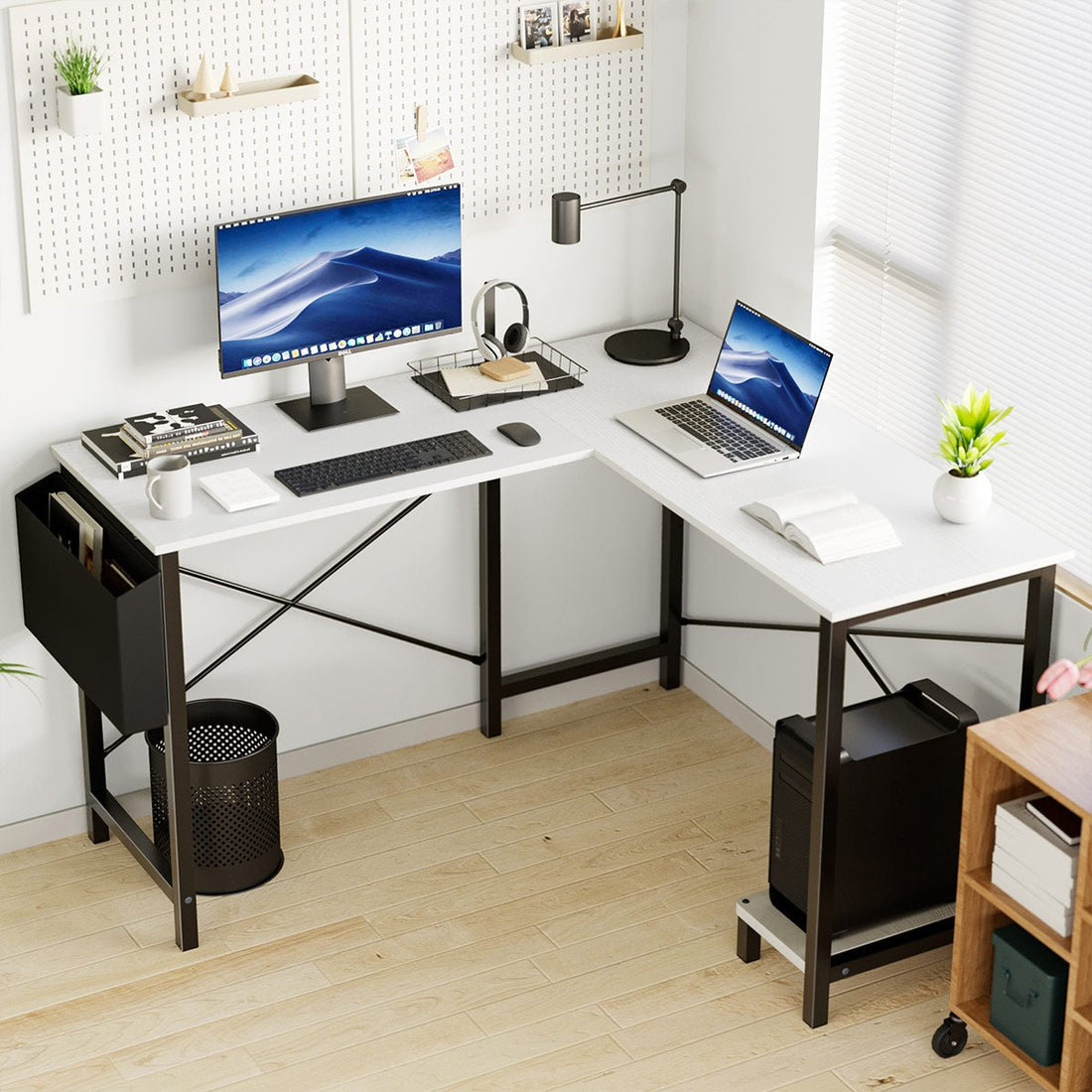 50 Inch Modern L - Shaped Computer Desk Gaming Corner Office Table - Flyachilles