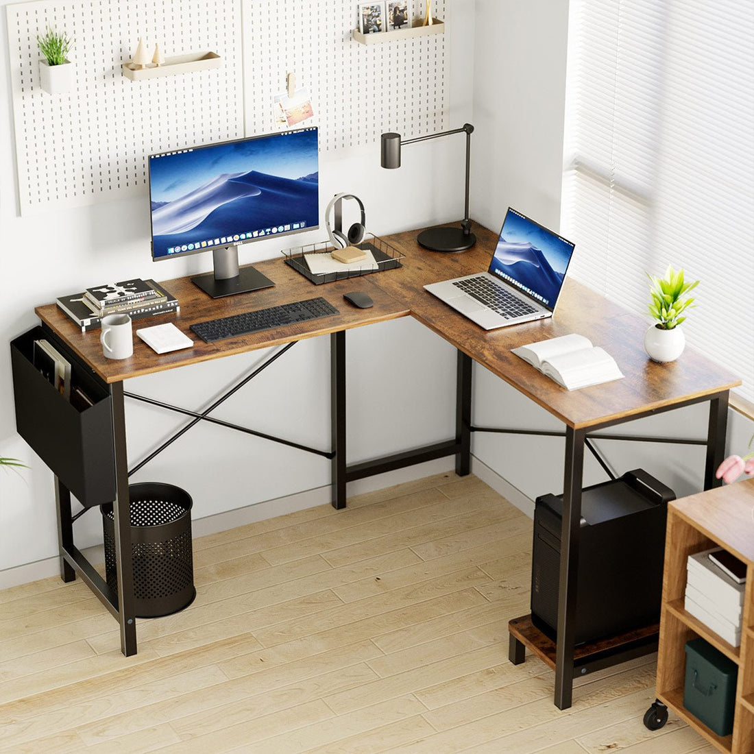 50 Inch Modern L - Shaped Computer Desk Gaming Corner Office Table - Flyachilles