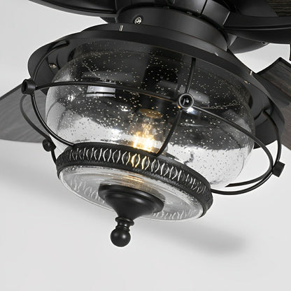52" Black Classic Globe Lamp Outdoor DC Motor Reverse Ceiling Fan Light - Flyachilles