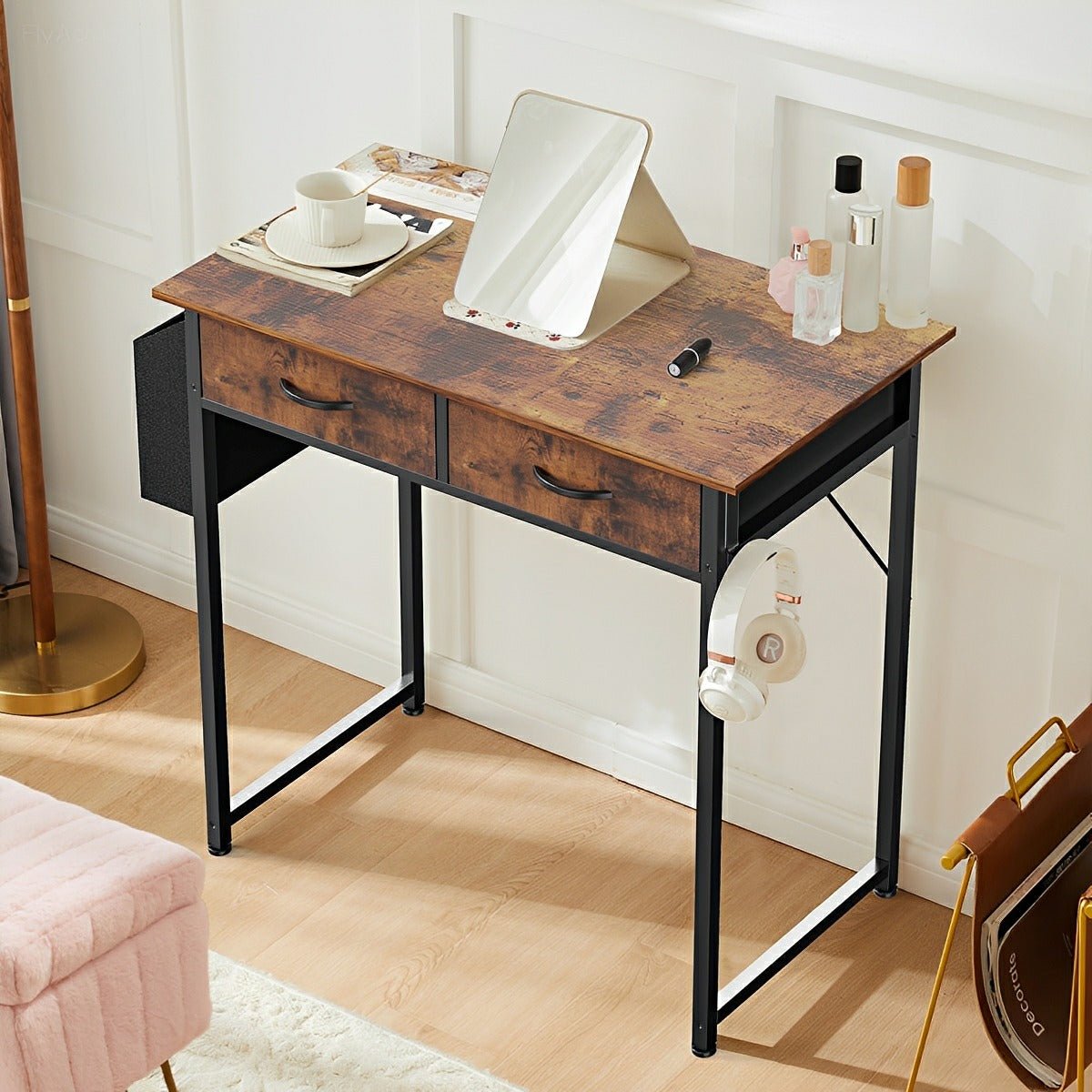 55" Computer Desk with 6 Drawers - for Home Office - Flyachilles