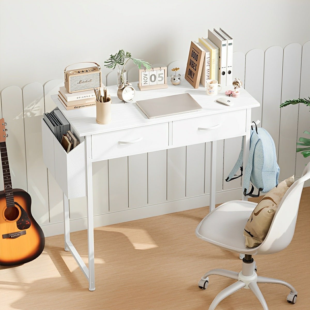 55" Computer Desk with 6 Drawers - for Home Office - Flyachilles