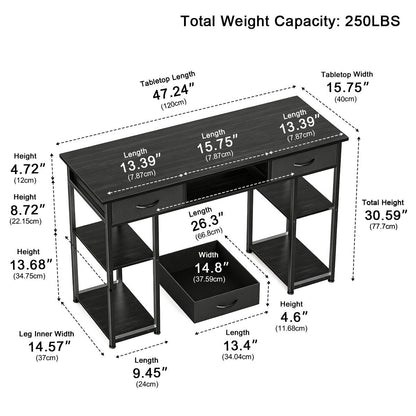 55" Computer Desk with 6 Drawers - for Home Office - Flyachilles