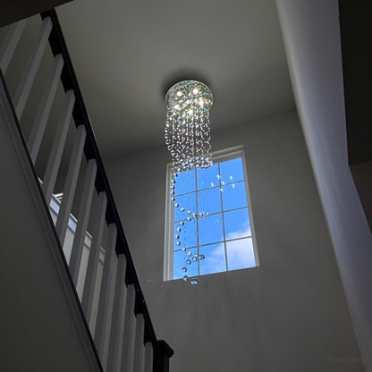 Modern Luxury Spiral Crystal LED Staircase Chandelier