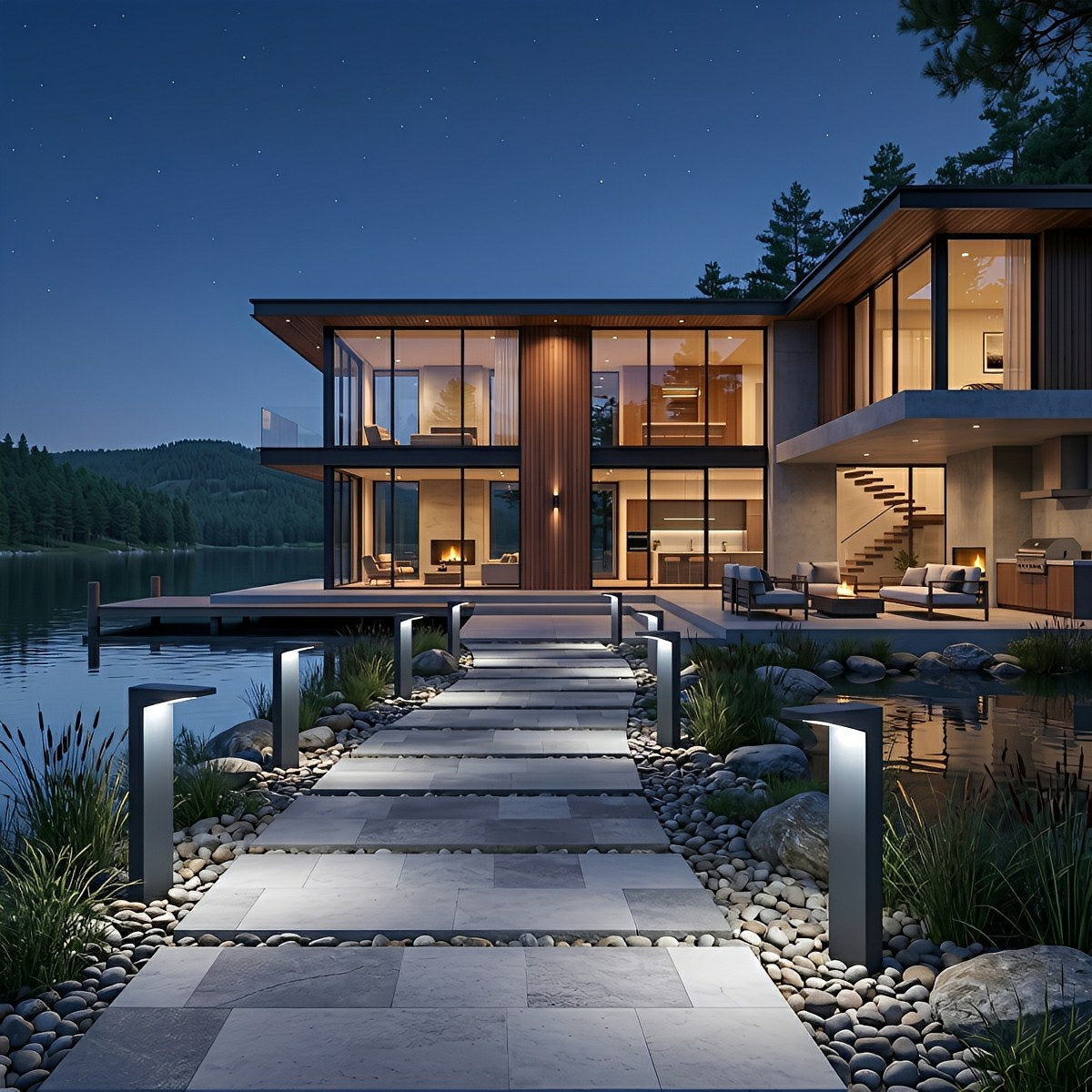 Waterproof Outdoor Solar 7-Shaped LED Pathway Lights