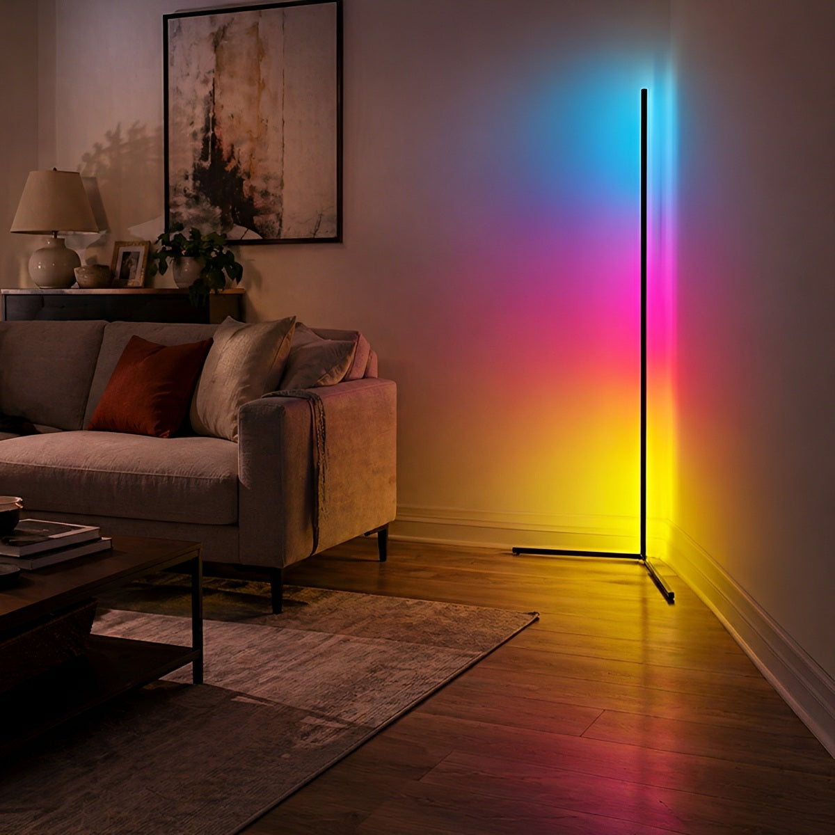 Modern Minimalist Smart LED Strip Corner Floor Lamp Ambient