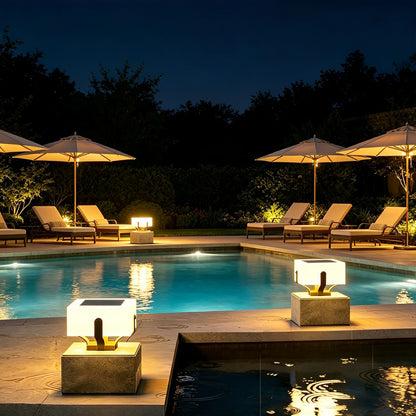 Modern White Square Waterproof Outdoor LED Fence Post Lights