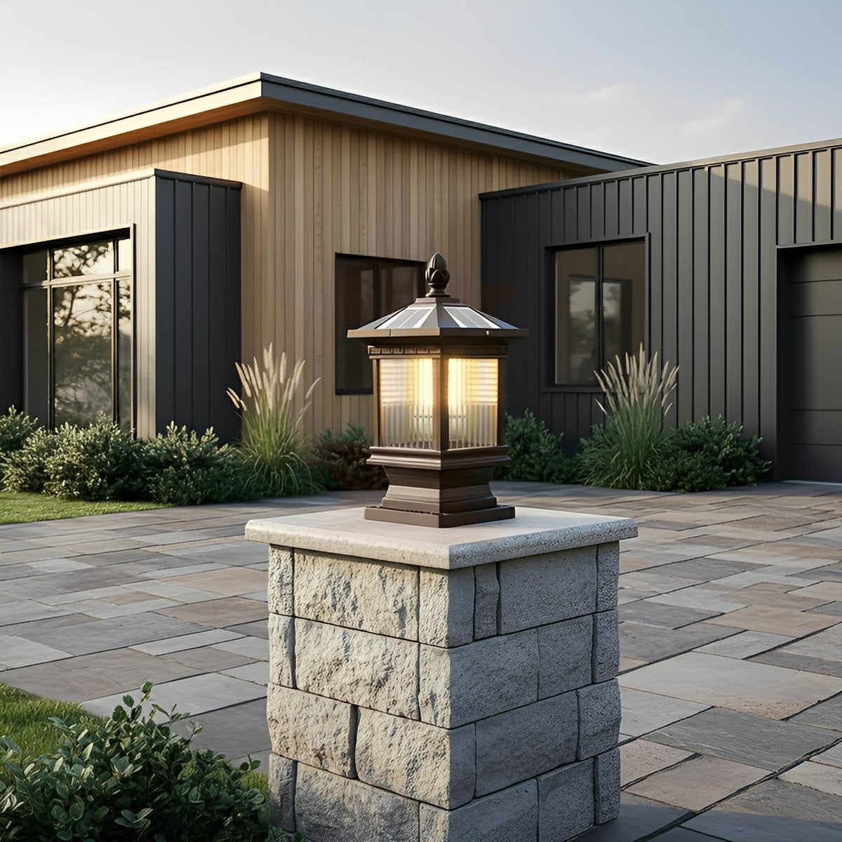 Vintage Grille Glass Shade Lampshade Waterproof Fence Post Lights