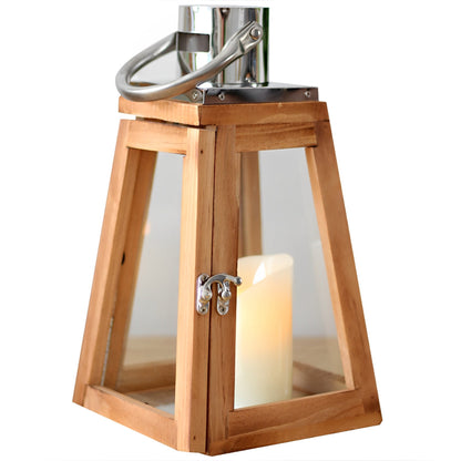 Set of 3 Rustic Wood Handmade LED Candle Holder Lantern