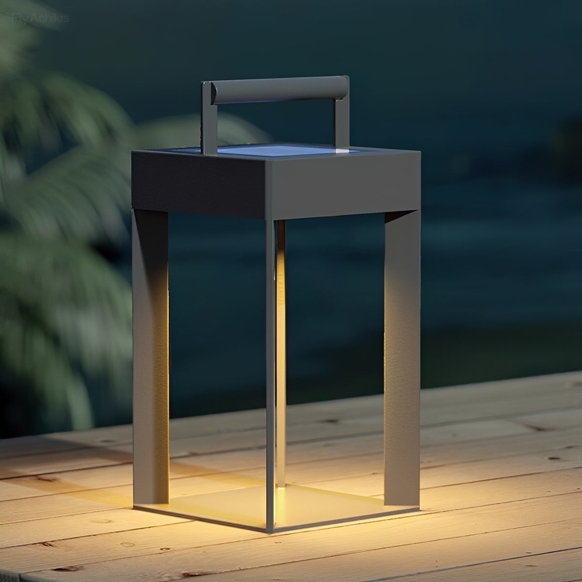Modern Waterproof Solar&amp;Rechargeable Rectangular LED Outdoor Floor Lamp