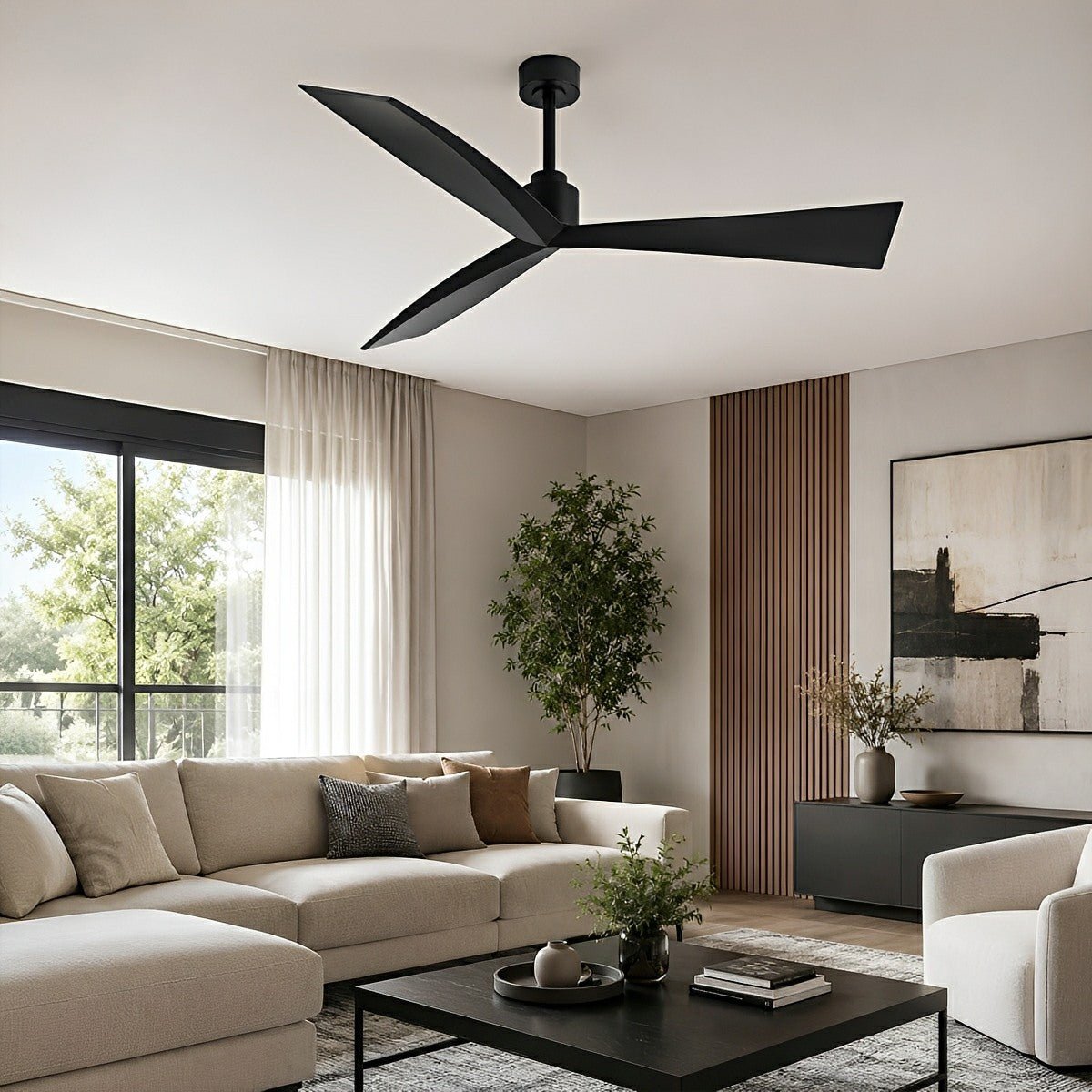 60" Contemporary Architecture Ceiling Fan with 3 Blades - Flyachilles