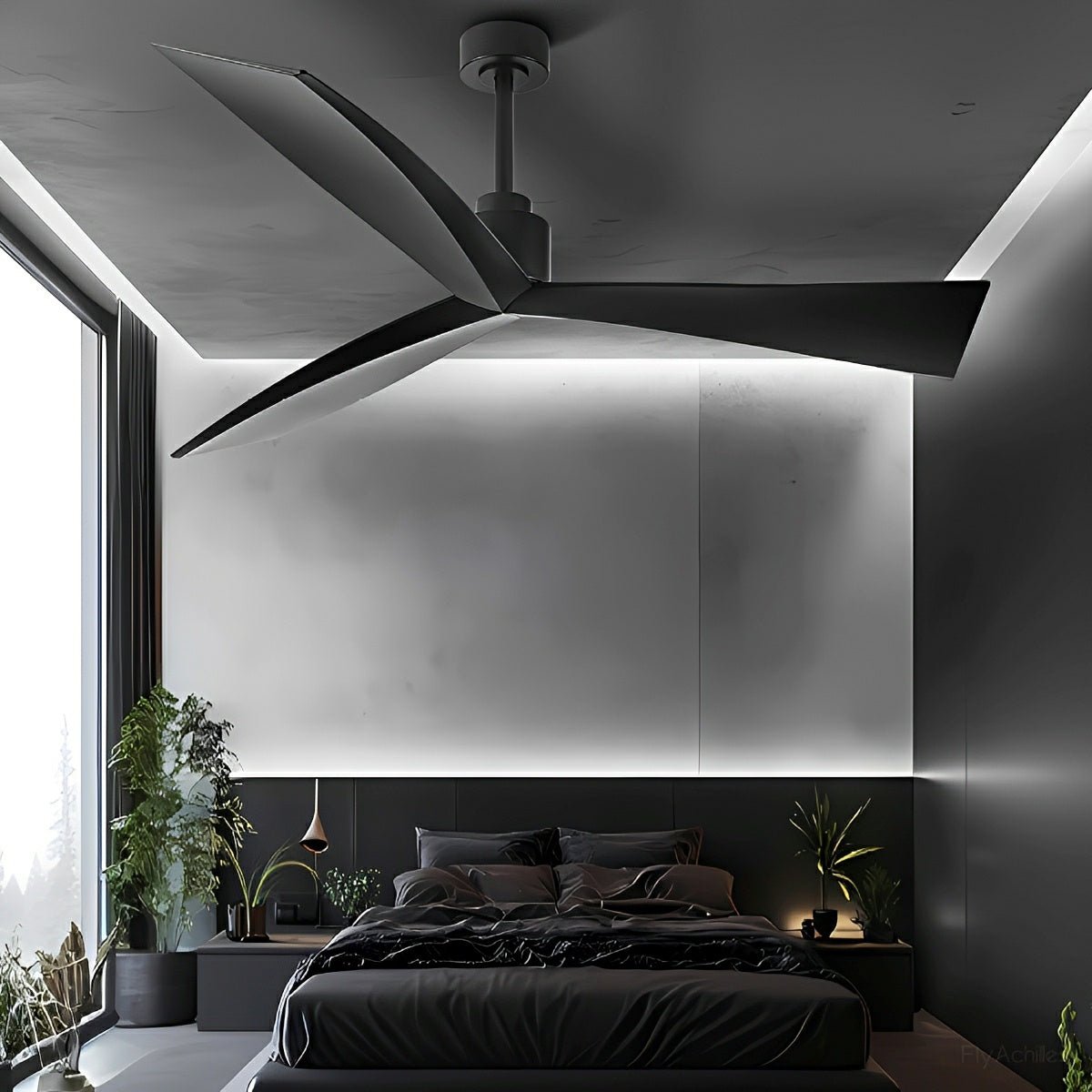 60" Contemporary Architecture Ceiling Fan with 3 Blades - Flyachilles
