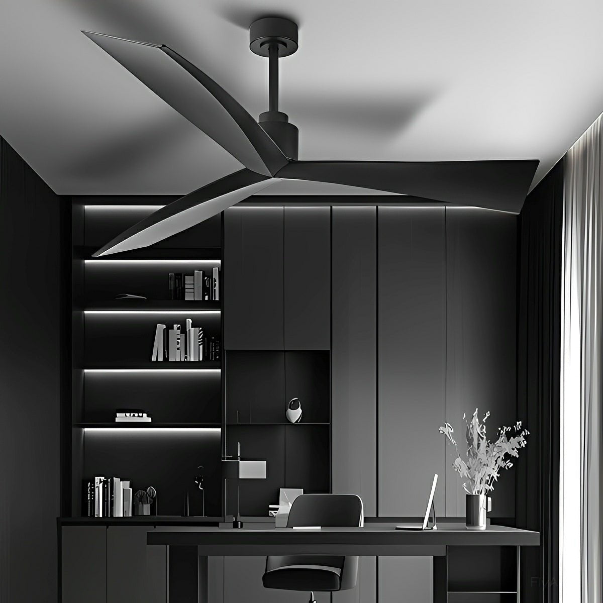 60" Contemporary Architecture Ceiling Fan with 3 Blades - Flyachilles