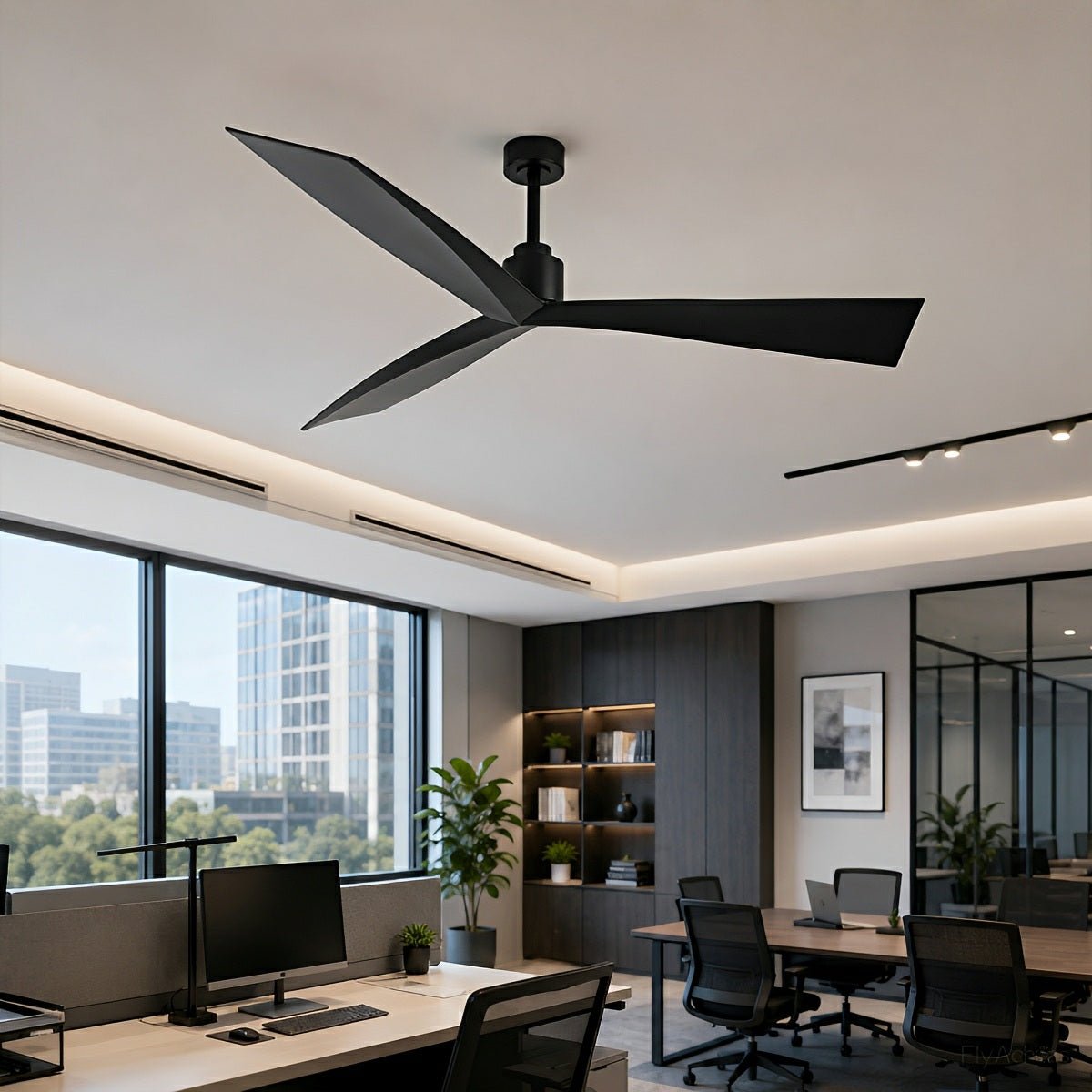 60" Contemporary Architecture Ceiling Fan with 3 Blades - Flyachilles