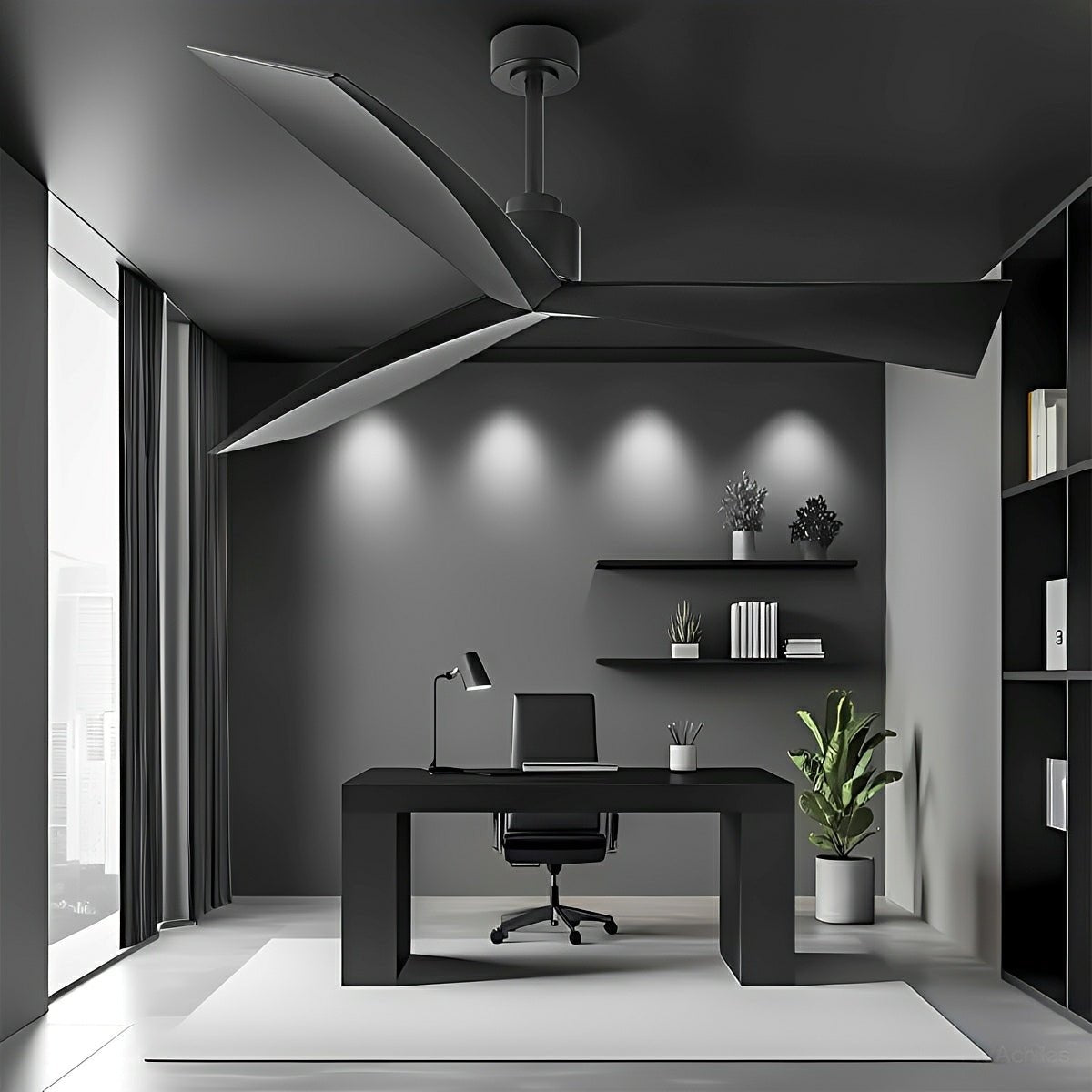 60" Contemporary Architecture Ceiling Fan with 3 Blades - Flyachilles
