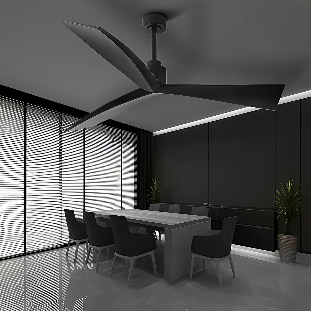 60" Contemporary Architecture Ceiling Fan with 3 Blades - Flyachilles