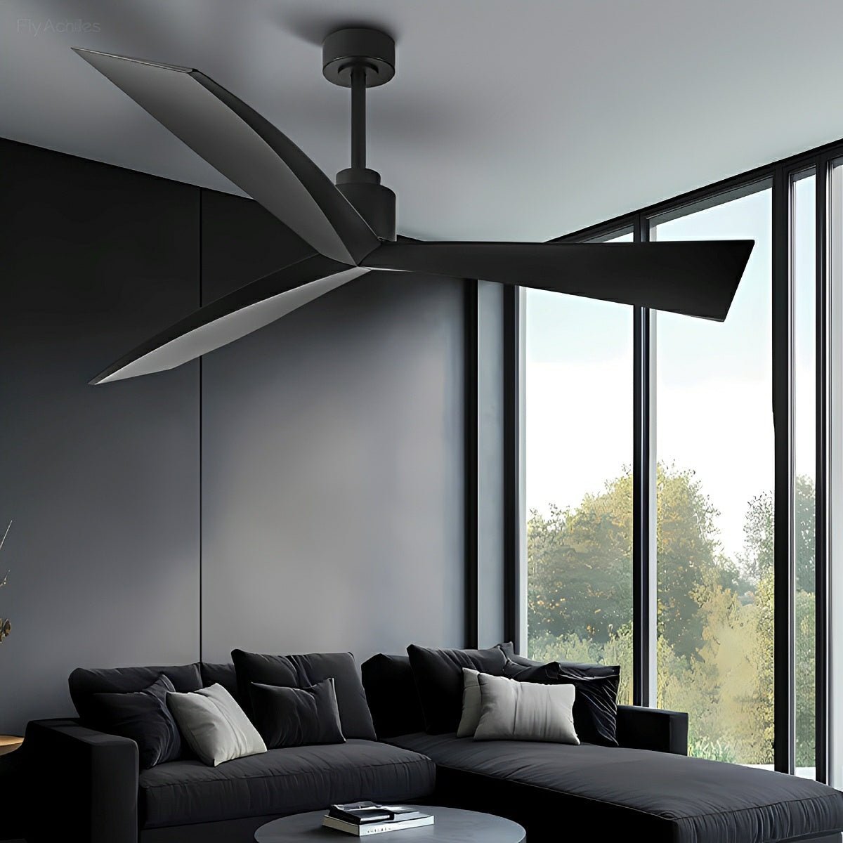 60" Contemporary Architecture Ceiling Fan with 3 Blades - Flyachilles