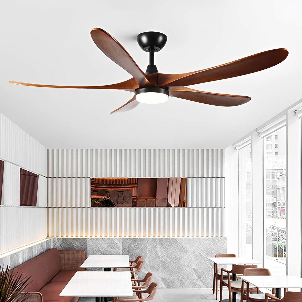 60 Inch Modern Wood Ceiling Fan with Full-Spectrum LED Light - Flyachilles
