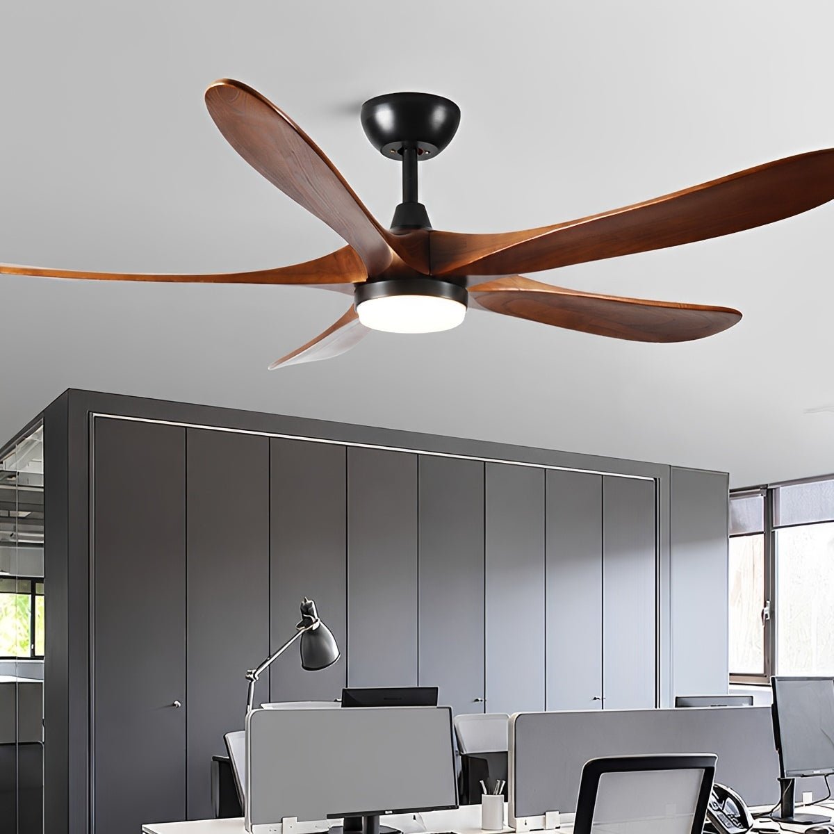 60 Inch Modern Wood Ceiling Fan with Full-Spectrum LED Light - Flyachilles