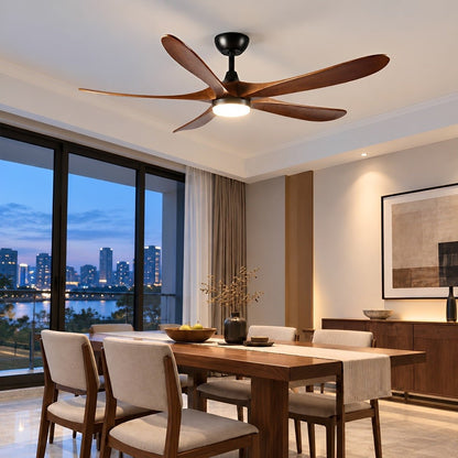 60 Inch Modern Wood Ceiling Fan with Full-Spectrum LED Light - Flyachilles