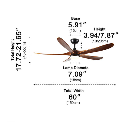 60 Inch Modern Wood Ceiling Fan with Full-Spectrum LED Light - Flyachilles