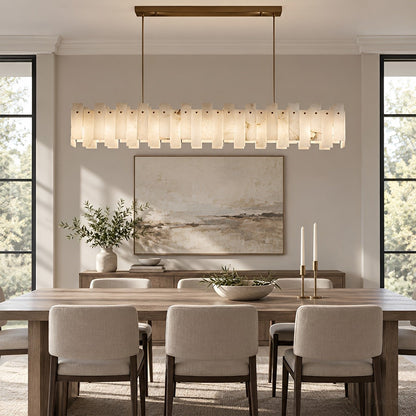 Modern Luxury Alabaster LED Linear Chandelier