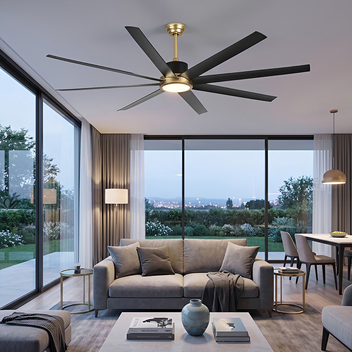 72 Inch Modern 8-Blade LED Ceiling Fan with Light Oversized - Flyachilles