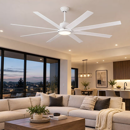 72 Inch Modern 8-Blade LED Ceiling Fan with Light Oversized - Flyachilles