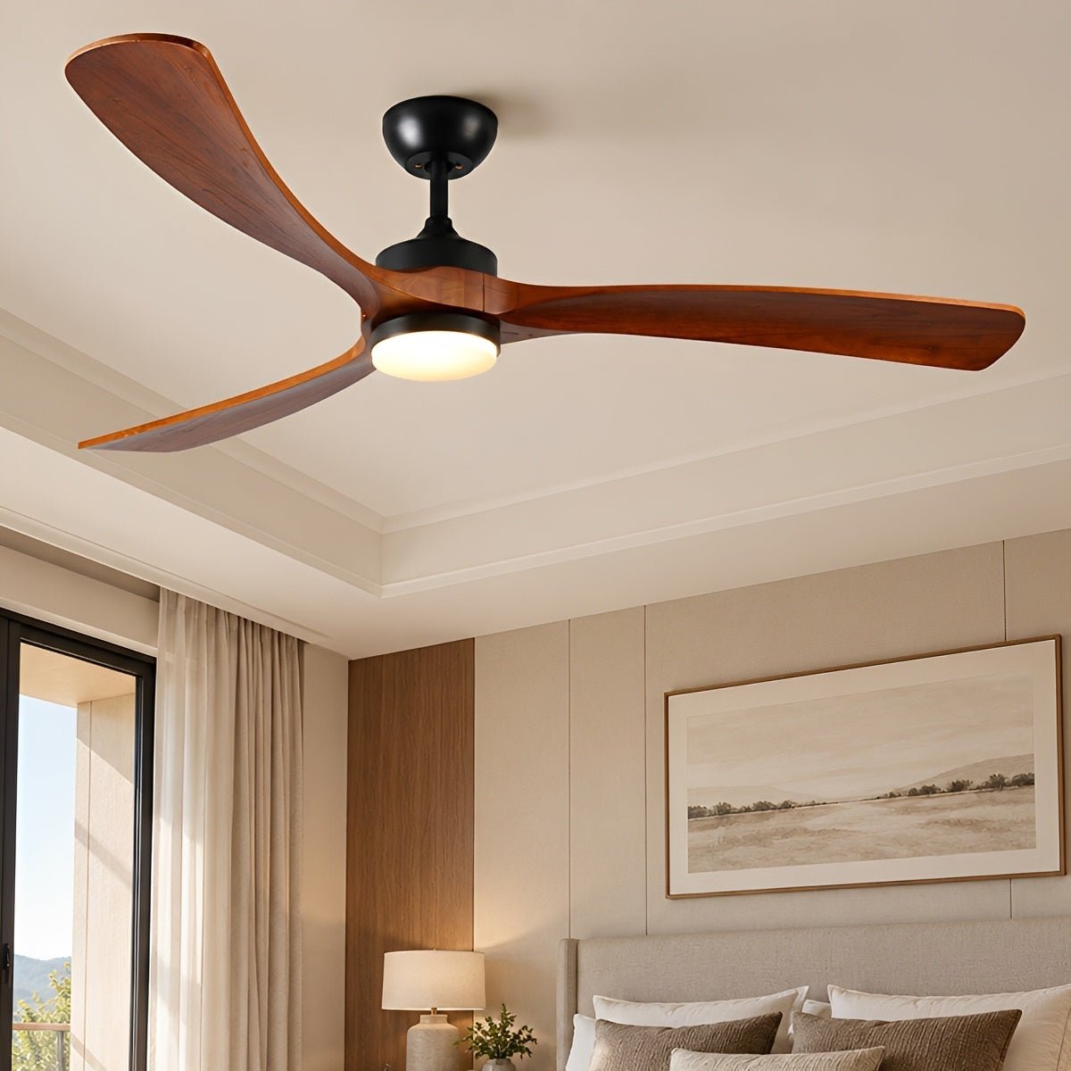 72 Inch Oversized Modern Wood LED Ceiling Fan with Light - Flyachilles