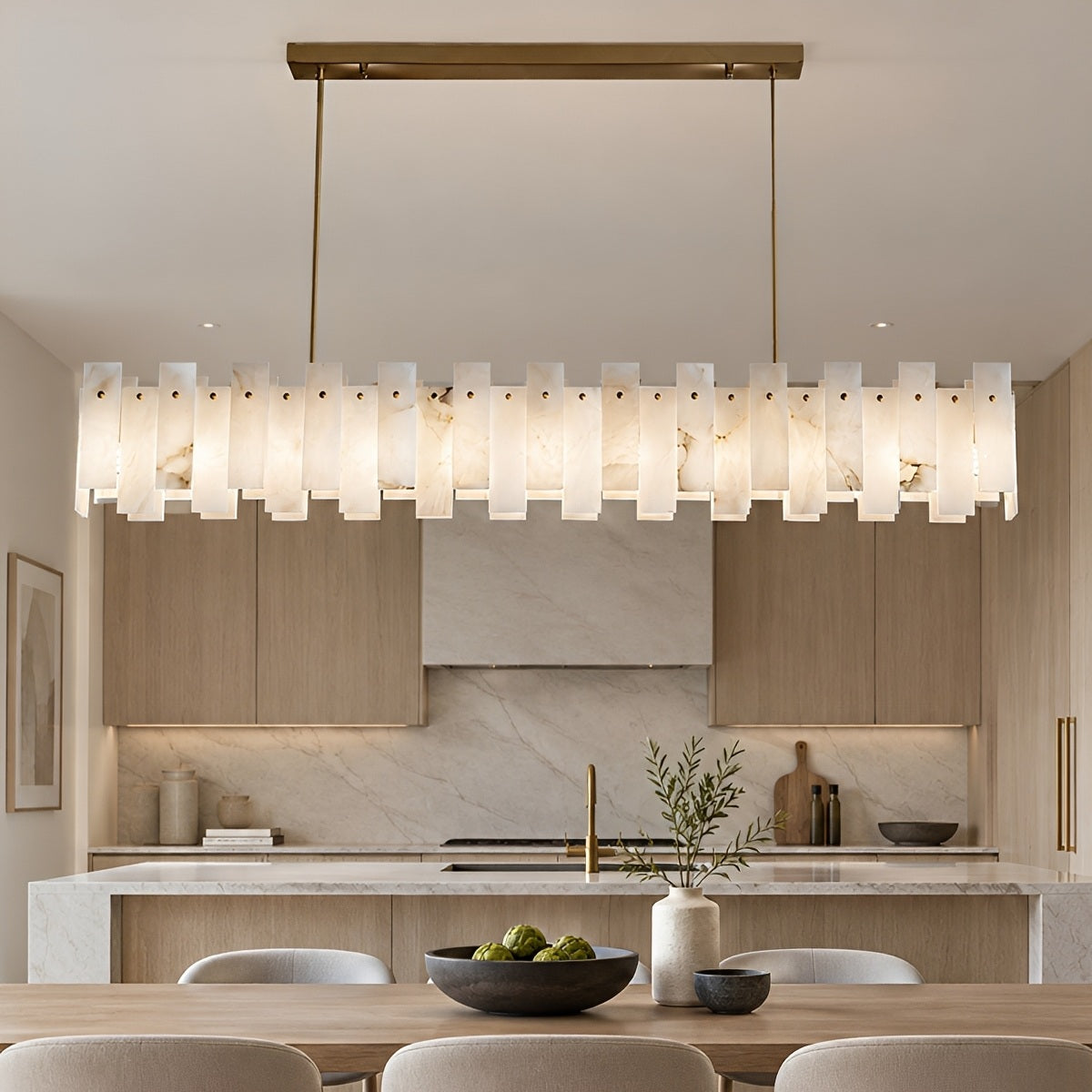 Modern Luxury Alabaster LED Linear Chandelier