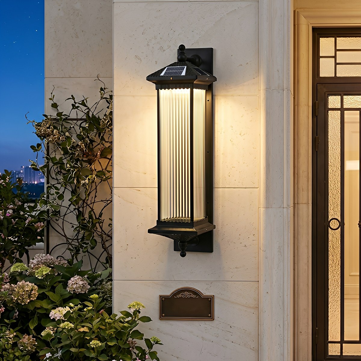 Solar Waterproof Retro Striped Outdoor Wall Lights Sconce For