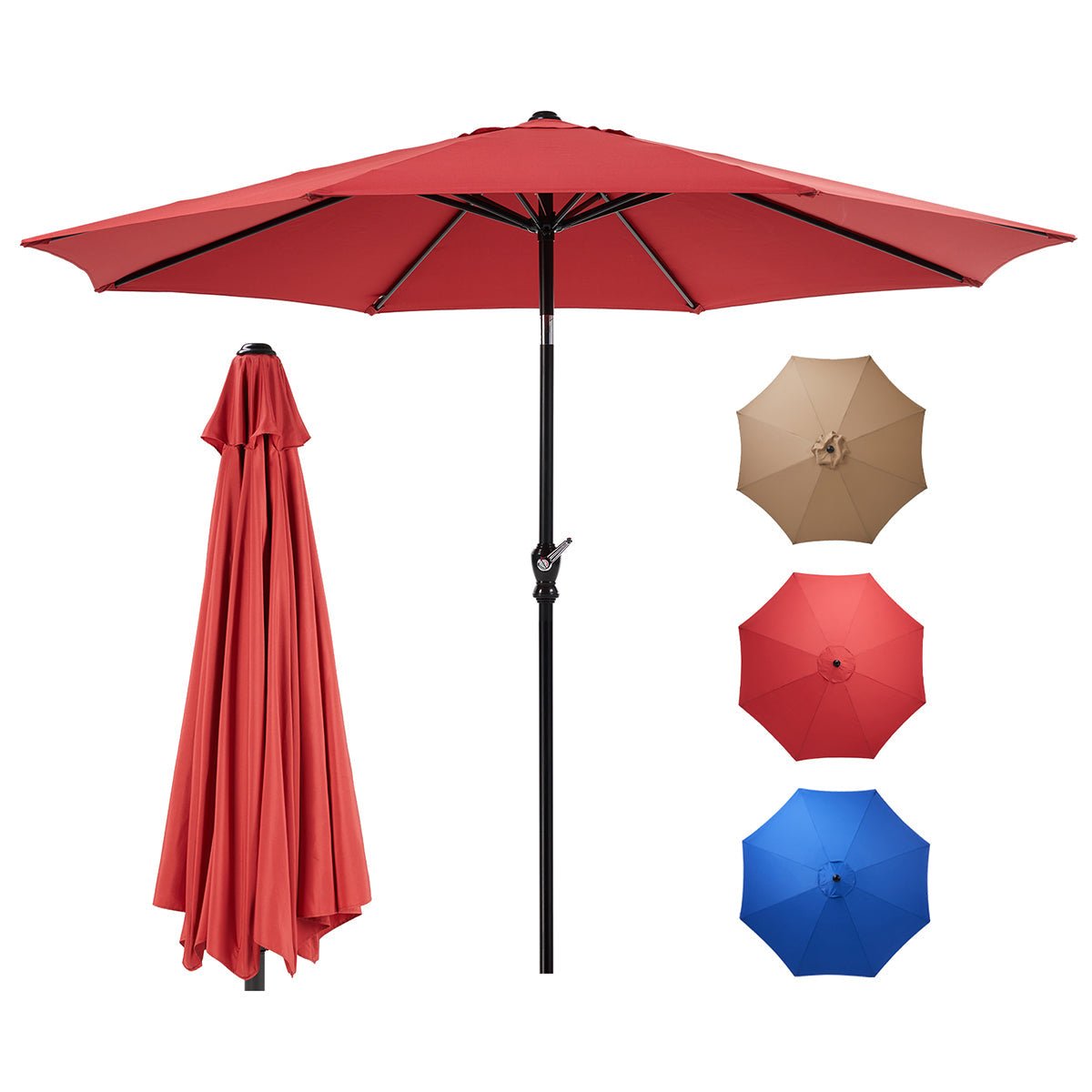 Outdoor Patio Umbrella with Push Button Tilt & Crank UV Protection Waterproof Market Umbrella for Backyard & Poolside