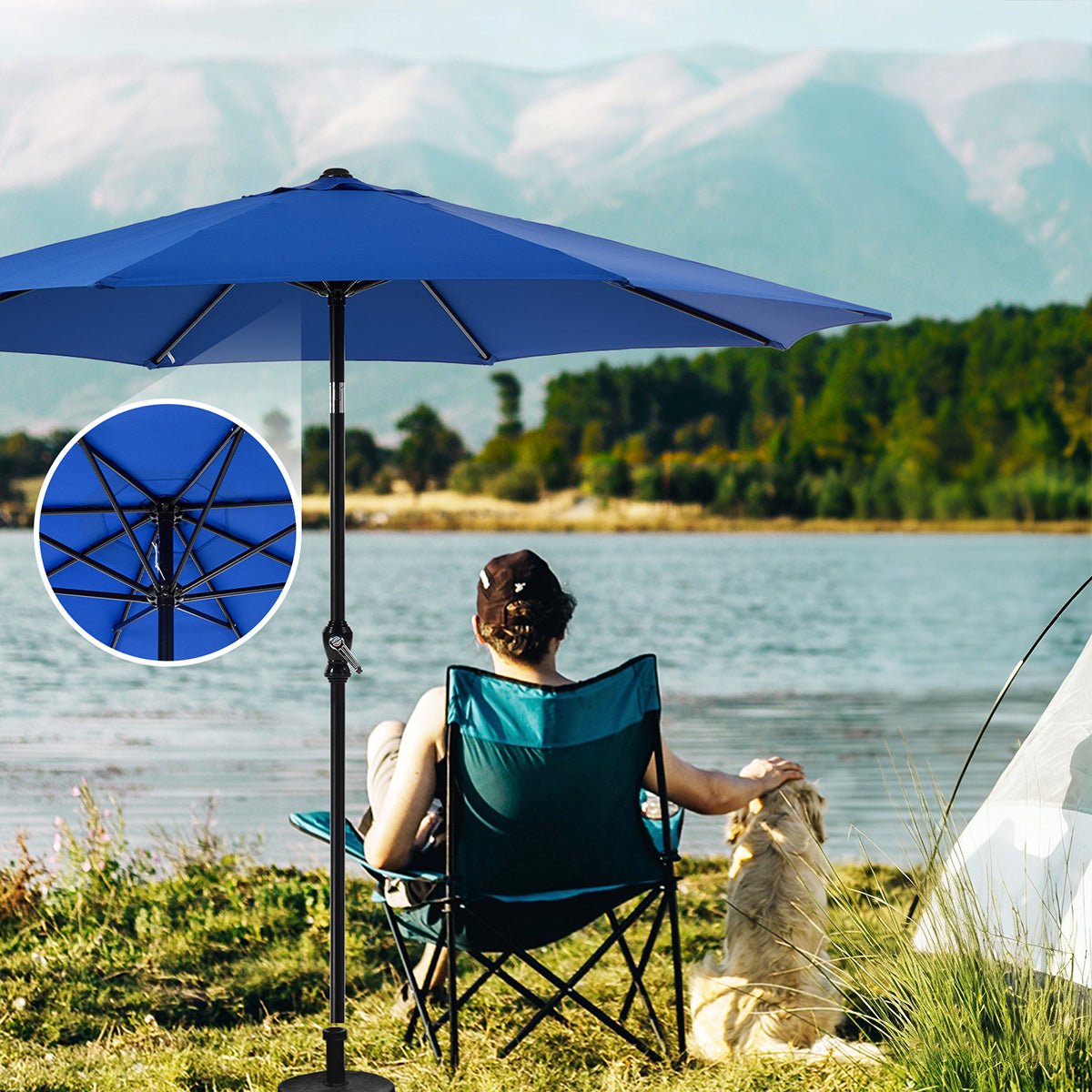 Outdoor Patio Umbrella with Push Button Tilt & Crank UV Protection Waterproof Market Umbrella for Backyard & Poolside