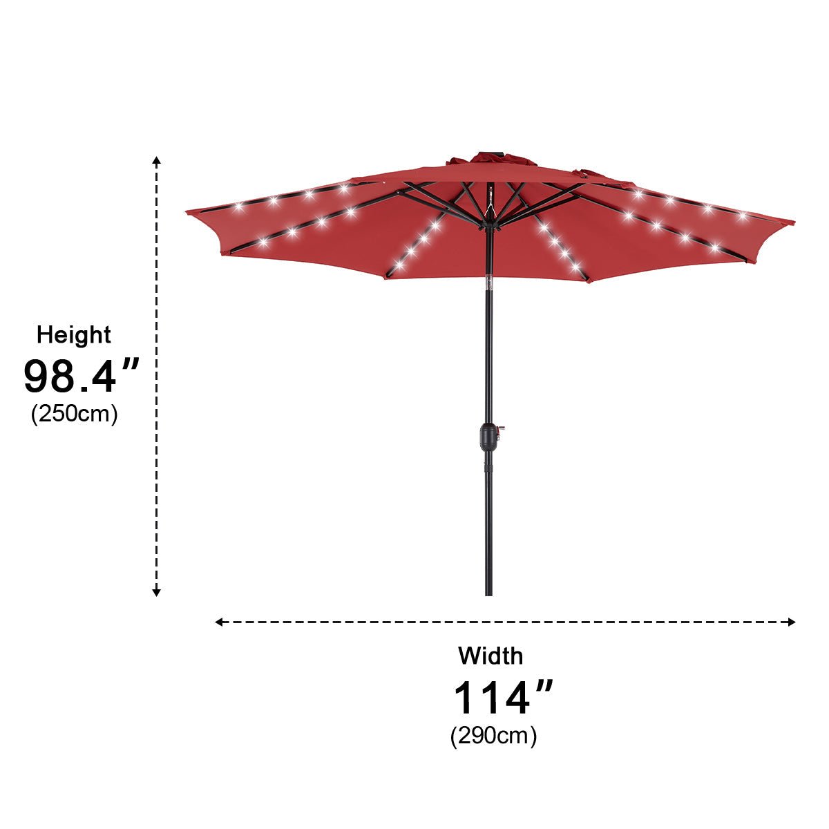 9.5FT Solar LED Light Outdoor Umbrella with Tilt Adjustment - Flyachilles