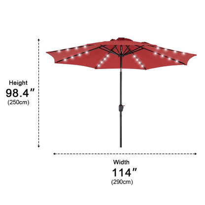 9.5FT Solar LED Light Outdoor Umbrella with Tilt Adjustment - Flyachilles