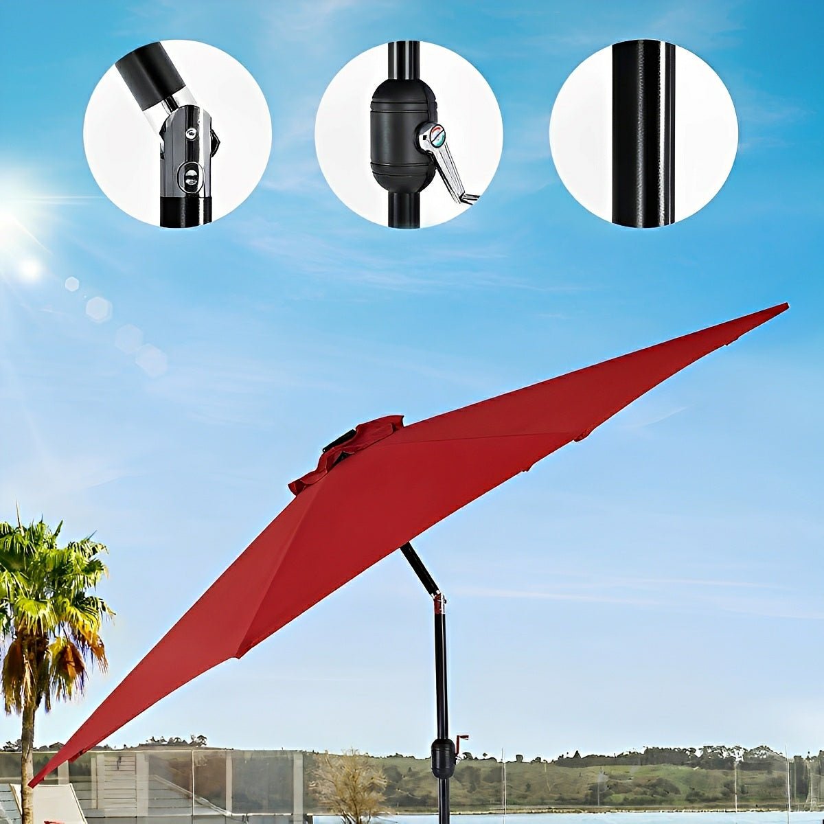 9.5FT Solar LED Light Outdoor Umbrella with Tilt Adjustment - Flyachilles